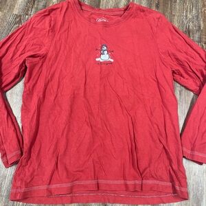 Vintage y2k Red Life is Good long sleeve shirt with snowman graphic